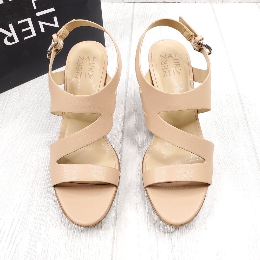 Naturalizer Dee Bamboo Tan Strappy Sandals - Picture 2 of 8